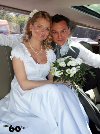 Свадебное сатиновое платье в стиле ампир