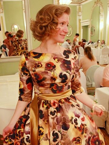 Коктейльное платье из яркого хлопкового сатина - ателье Grace Couture