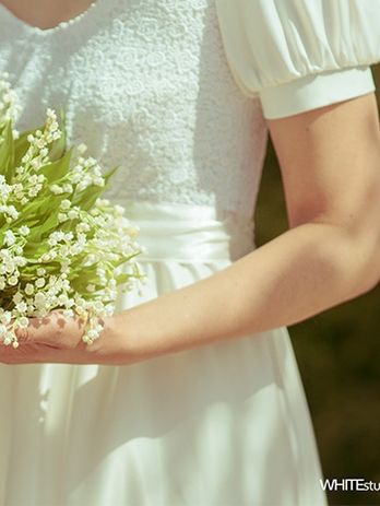 Элементы свадебного корсетного платья - обтяжка лифа кружевом